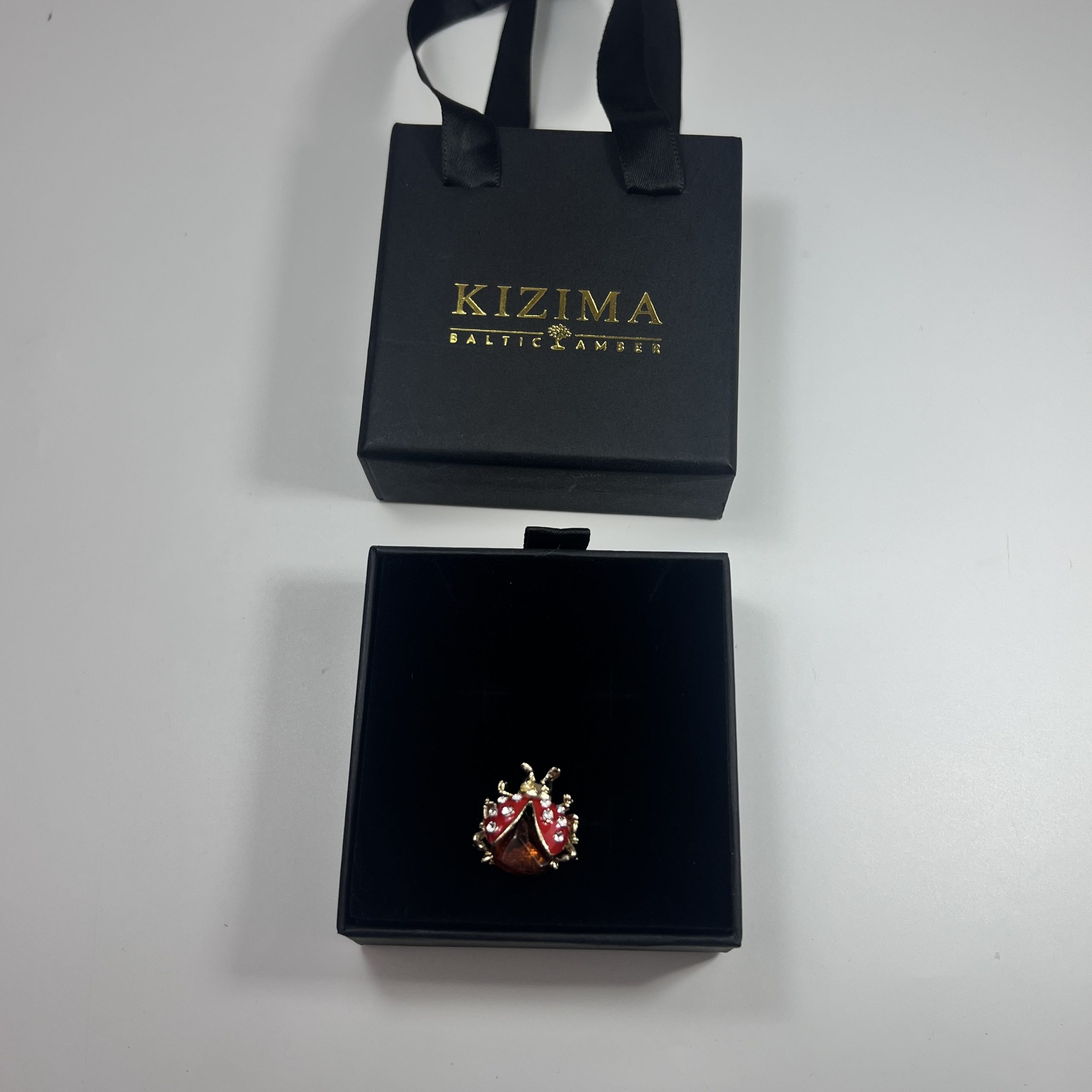 Broche Coccinelle Faite à la main USA Cadeau Ambre Saint Valentin KIZIMA