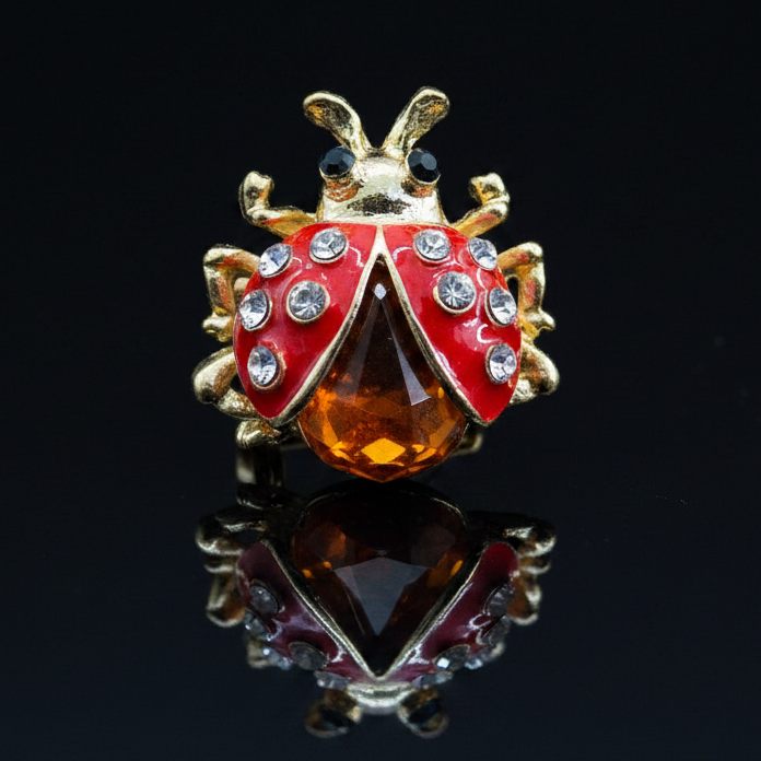 Made in USA Genuine Natural Baltic Amber Ladybug Brooch KIZIMA®