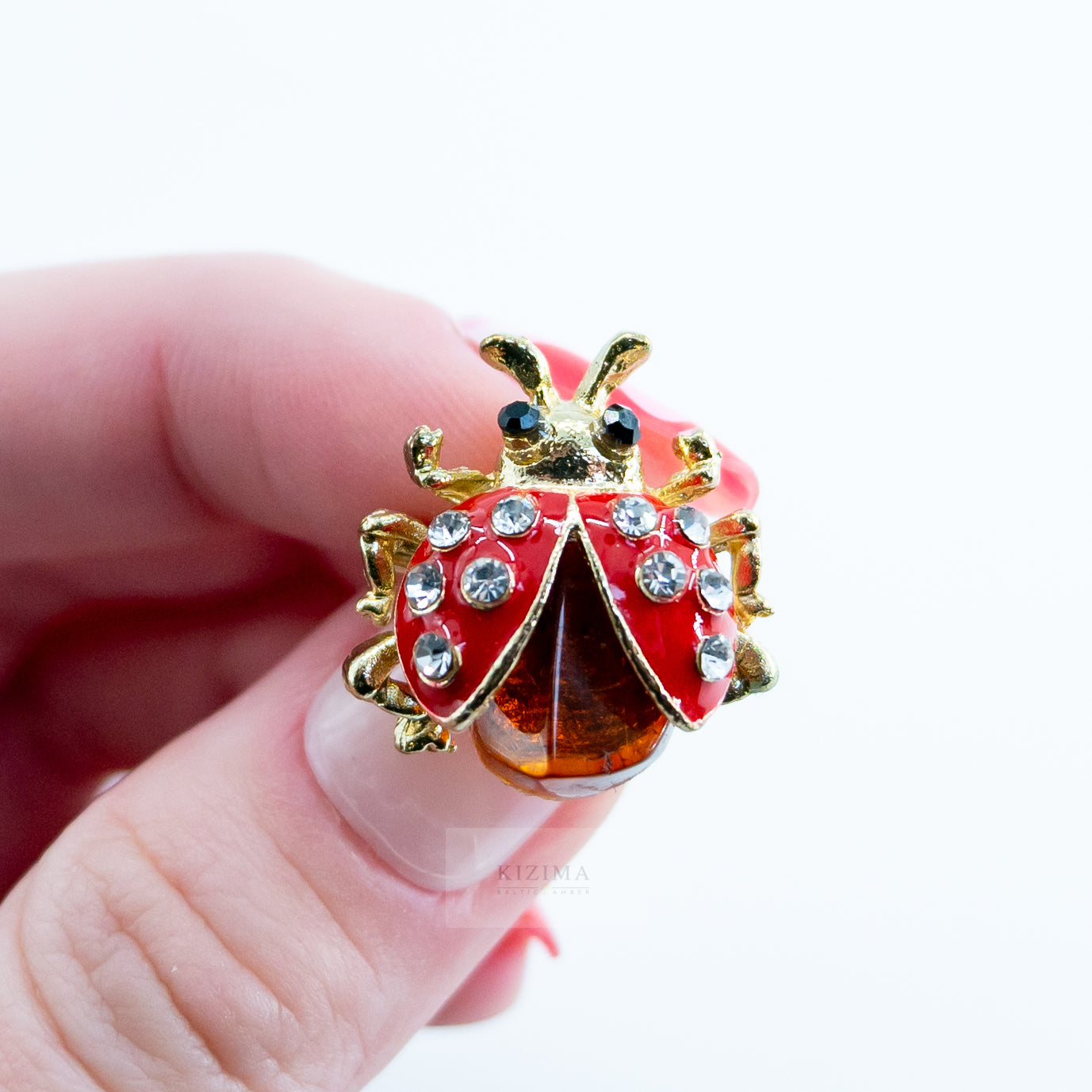 Broche Coccinelle Faite à la main USA Cadeau Ambre Saint Valentin KIZIMA