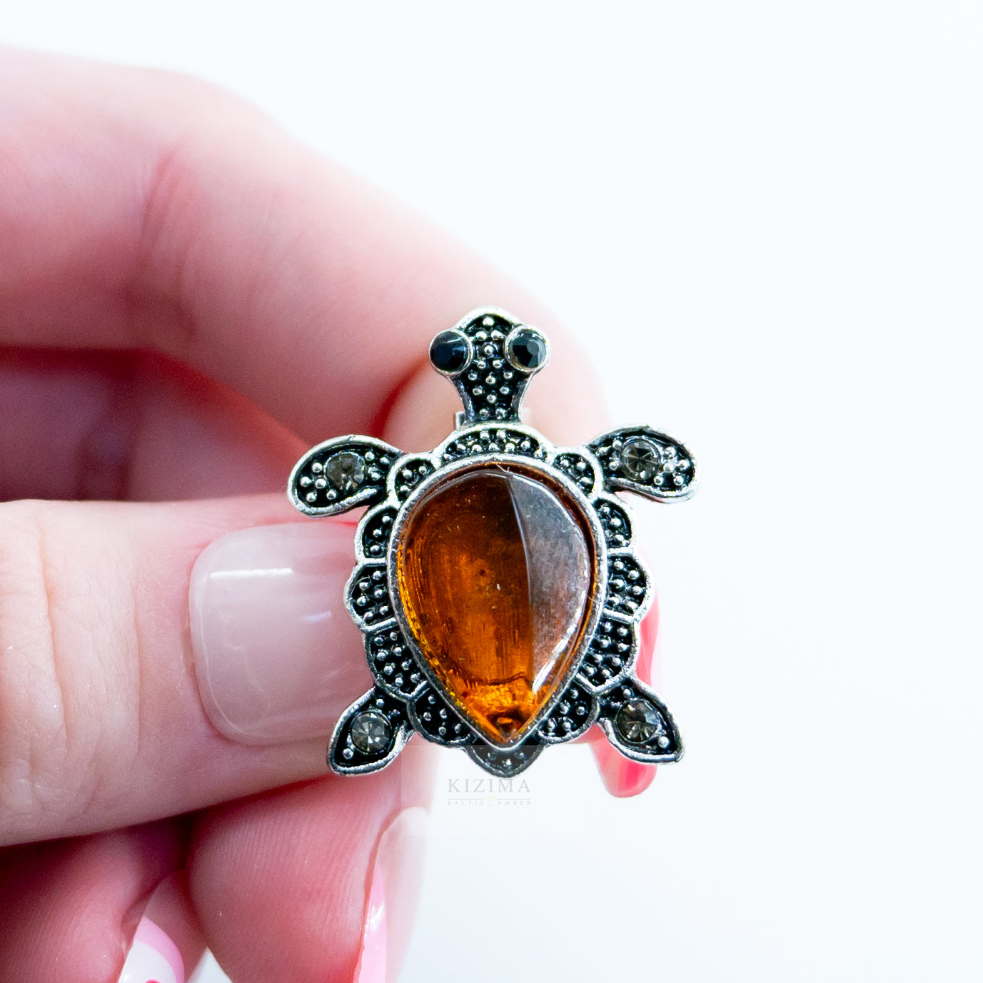 USA HANDMADE Brooch Turtle Amber Valentine's Day Gift KIZIMA