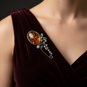 Made in USA Genuine Natural Baltic Amber Brooch, Valentine's Gift by KIZIMA® — white background product photo