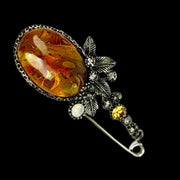 Made in USA HANDMADE Brooch Natural Amber Valentine's Day Gift KIZIMA