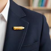 Amber pencil brooch — genuine Baltic amber, handcrafted in USA by KIZIMA®, front view