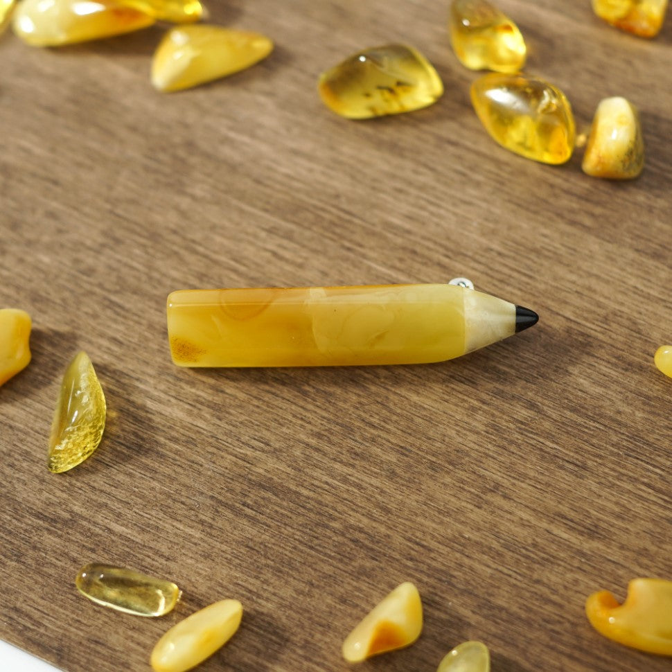 USA KIZIMA Handmade Amber pencil brooch original accessory Valentine's Day Gift