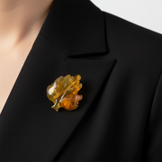 Natural Baltic amber brooch, gift — handcrafted in USA by KIZIMA®, front view