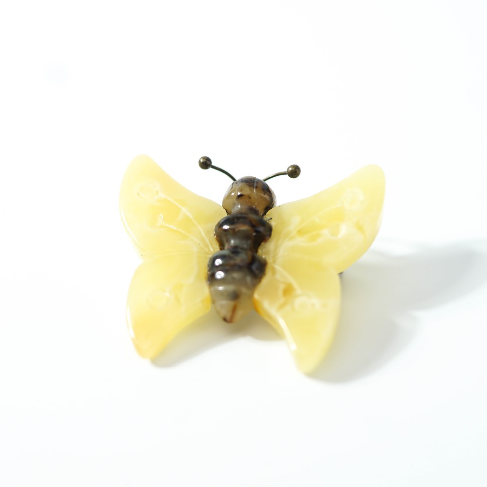 USA Handmade Natural Baltic Amber Brooch Butterfly Valentine's Day Gift KIZIMA