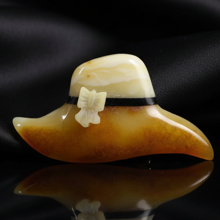 Baltic amber brooch, Valentine's gift — handcrafted in USA by KIZIMA®, front view