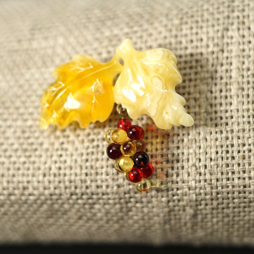 Amber Grape Brooch – Handmade Baltic Amber Jewelry by KIZIMA USA