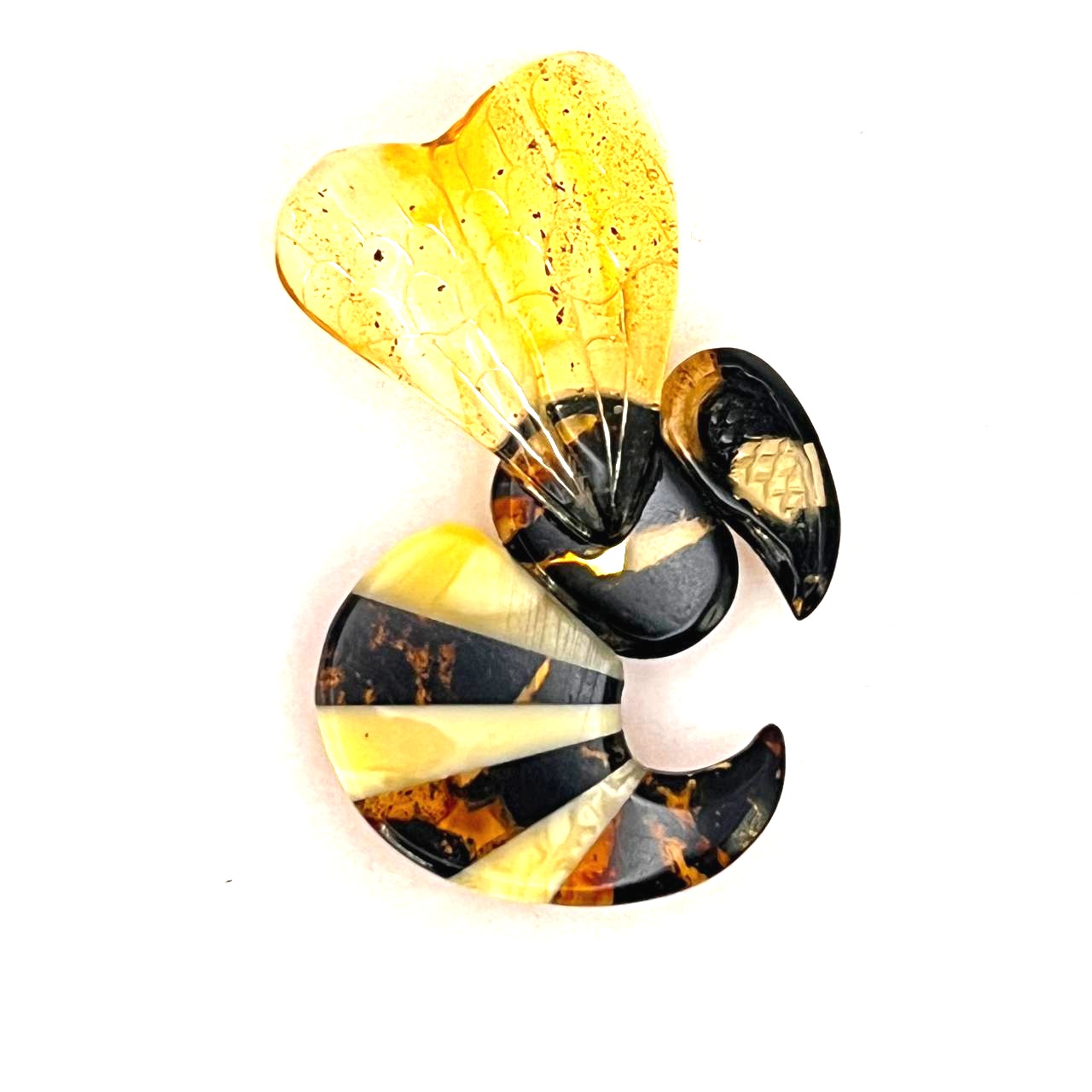 USA Handmade Amber Cute Miniature Wasp Brooch Valentine's Day Gift KIZIMA