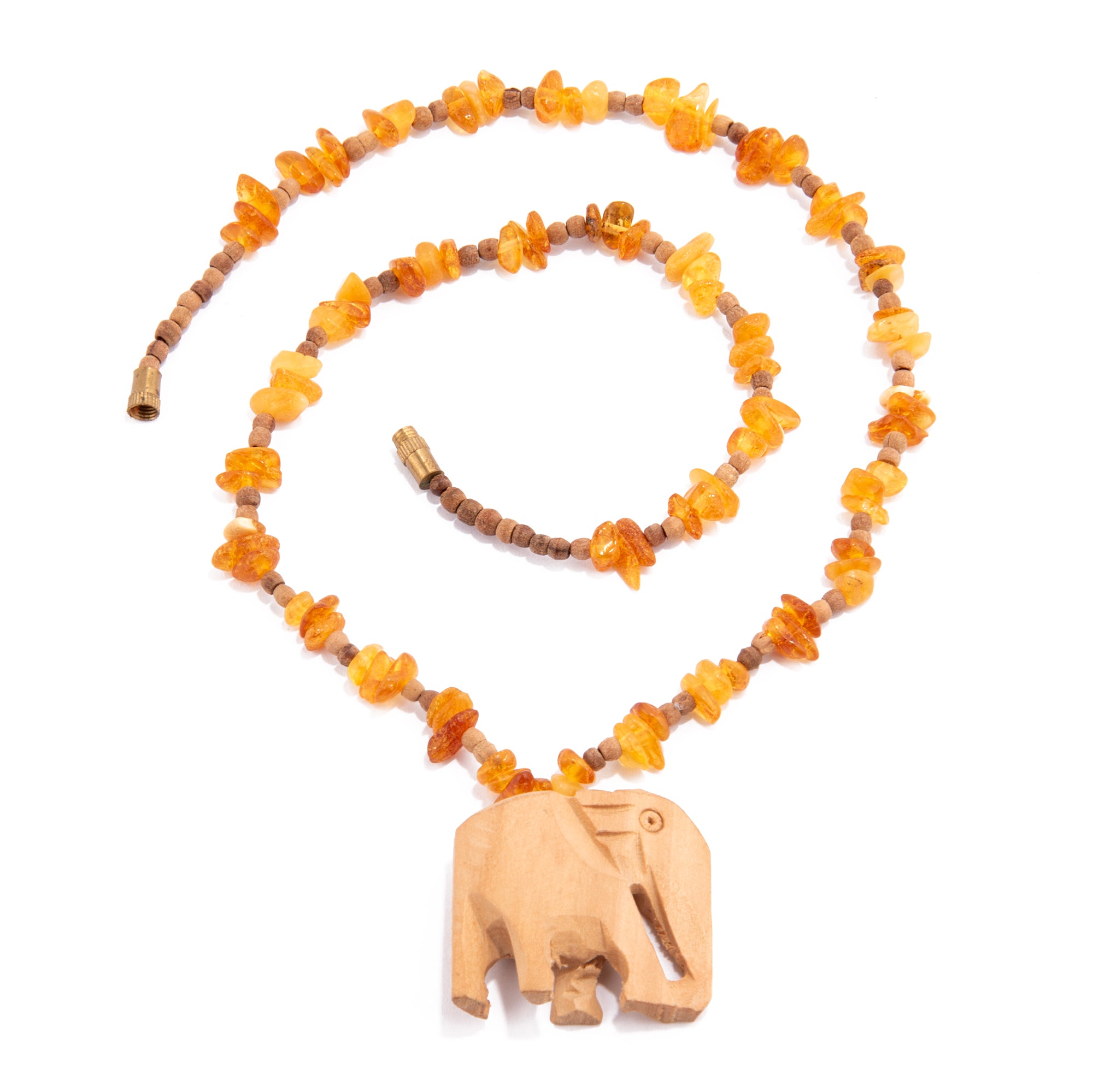 USA KIZIMA Collier en ambre de la Baltique fait main avec pendentif éléphant