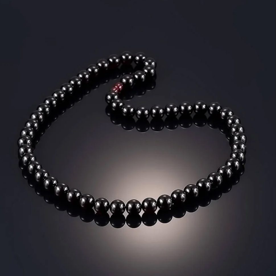 USA KIZIMA Handmade Necklace — Black Ball Baltic Amber