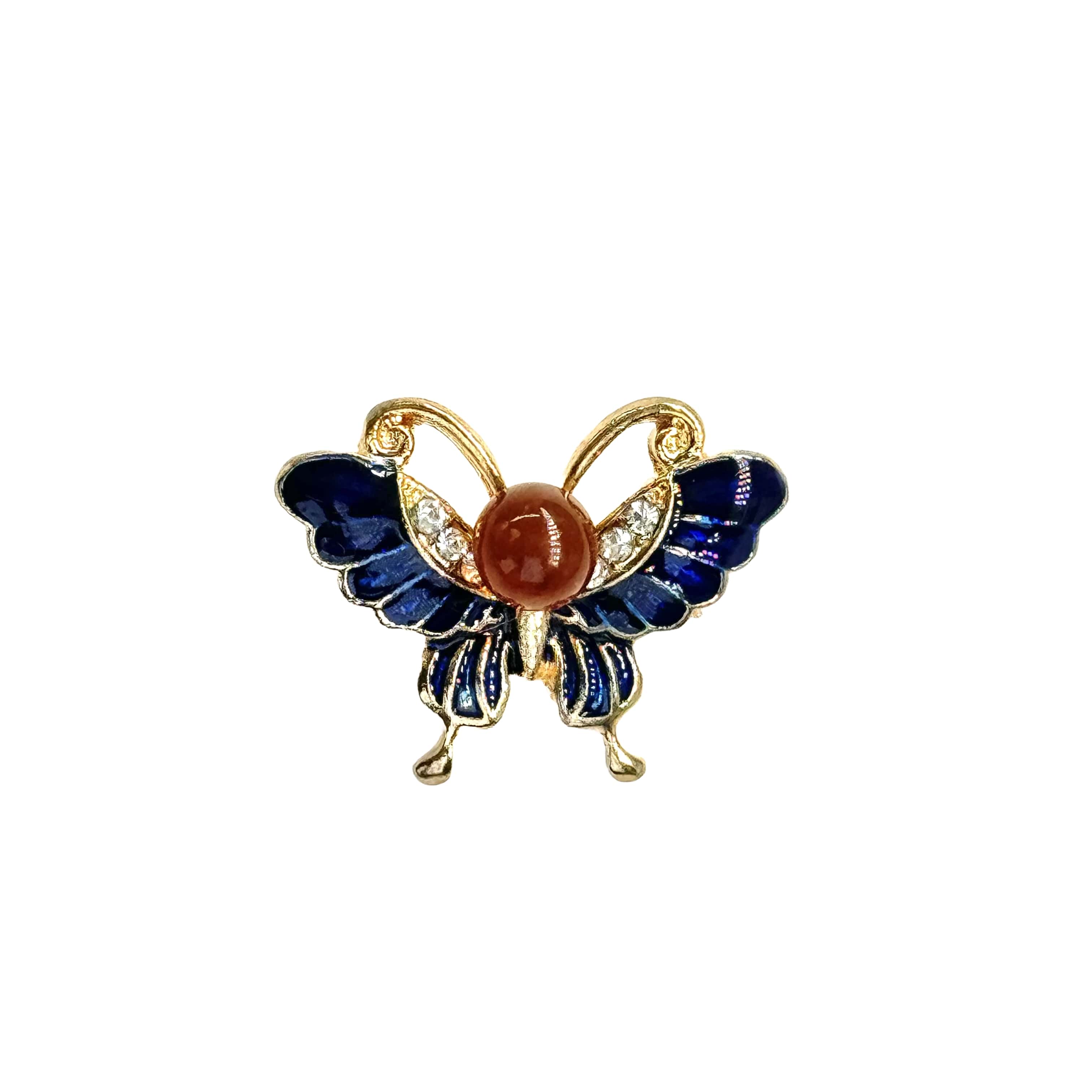 USA HANDMADE Natural Amber blue butterfly Brooch Valentine's Day Gift KIZIMA