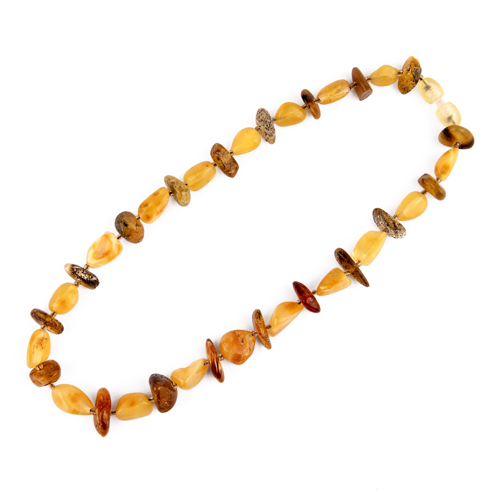 Handmade Baltic amber raw bead choker by KIZIMA® USA — natural amber, side view