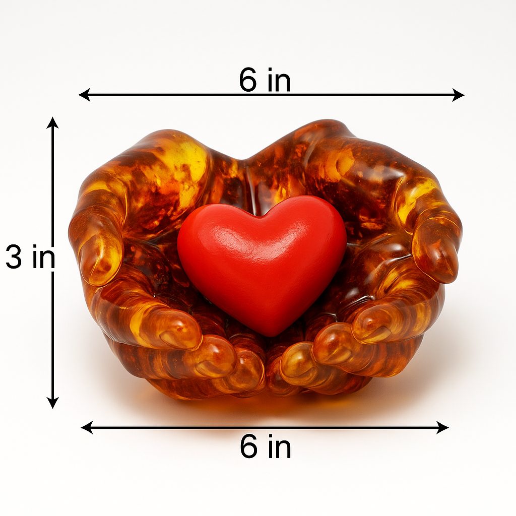 Amber Hands of Love Bowl Baltic Amber Wedding and Anniversary Gift Ring Holder