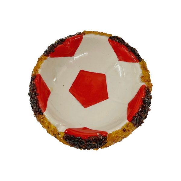 KIZIMA USA Handmade Amber Ashtray for Father's Day red soccer ball