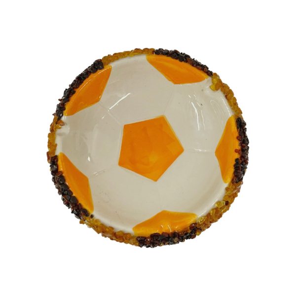 USA Handmade Amber ashtray in the shape of an orange soccer ball KIZIMA