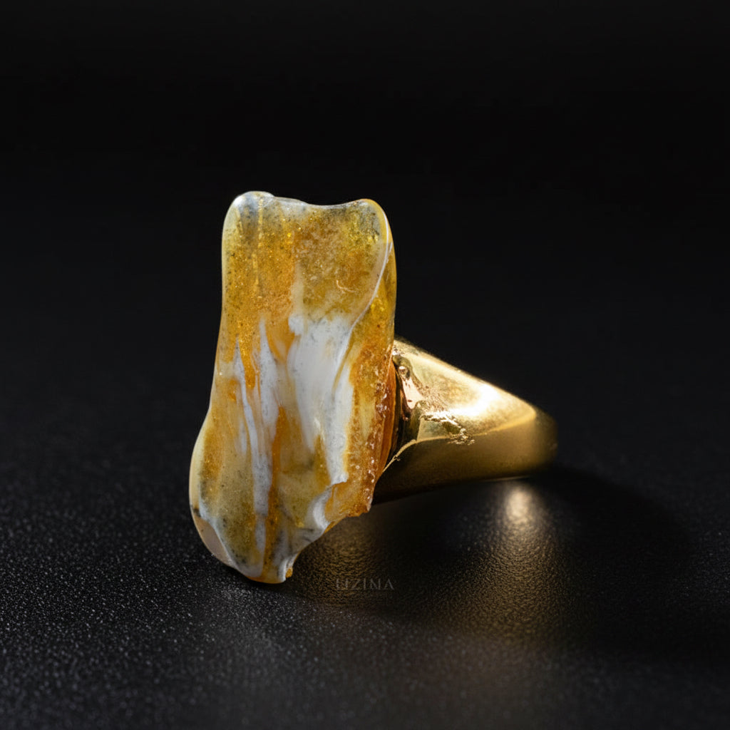 Handmade certified Baltic amber gem ring by KIZIMA® — natural amber jewelry, made in USA