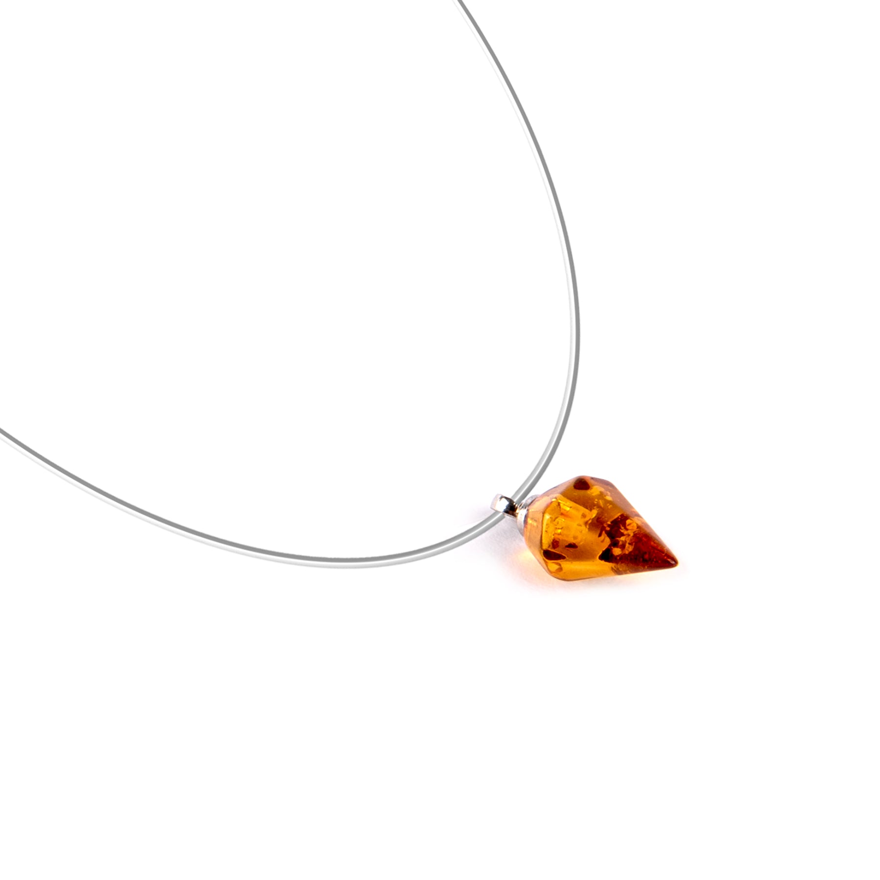 USA HANDMADE Choker Brown Diamond Baltic Amber Stones In Jewelry KIZIMA