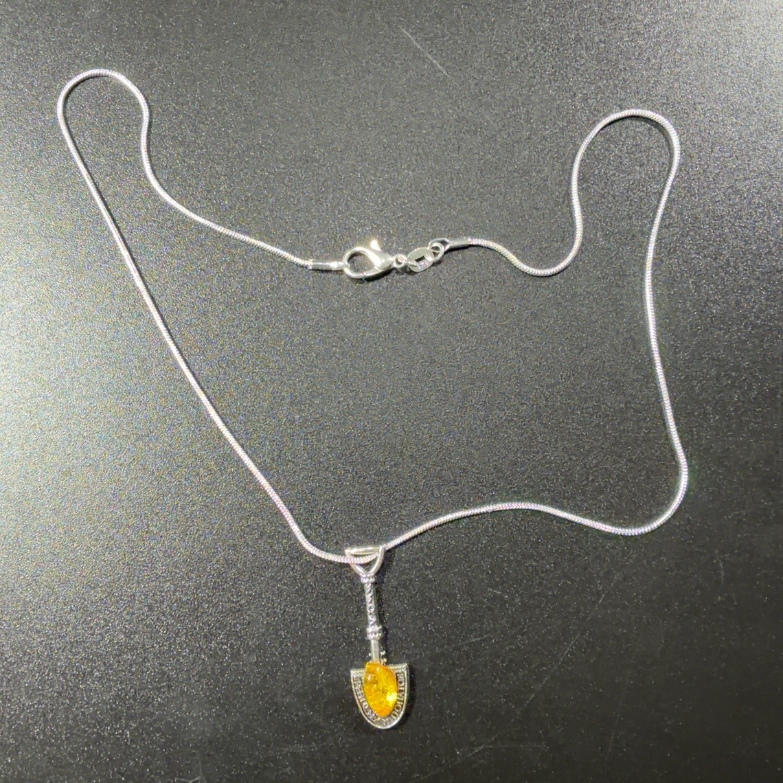 Original money shovel necklace with complete 40 cm 925 sterling silver chain and clasp