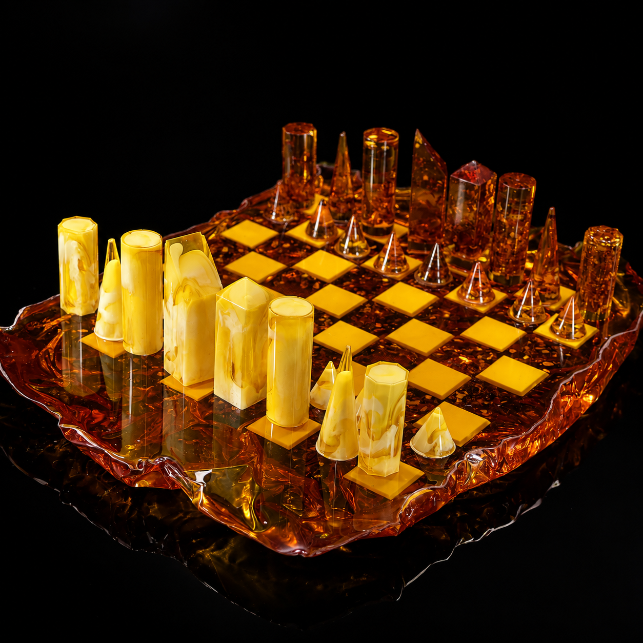 Manhattan Skyline — Baltic Amber Chess Set | Handmade in New York by KIZIMA®