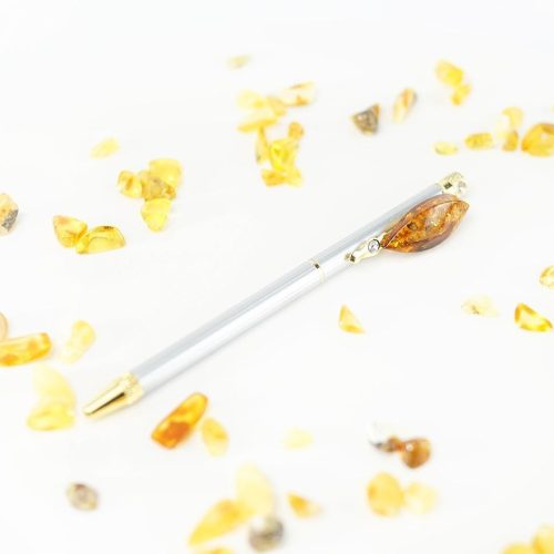 Stylo fait main aux USA en ambre naturel de la Baltique - Cadeau élégant, cadeau pour homme, père, grand-père, oncle, cadeau pour la fête des pères KIZIMA