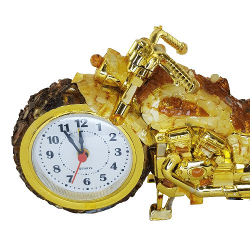 USA Decorative Watch - a Handmade Motorcycle with Natural Precious Amber - a Unique accessory, a Symbol of luxury, Elegance and passion for adventure KIZIMA