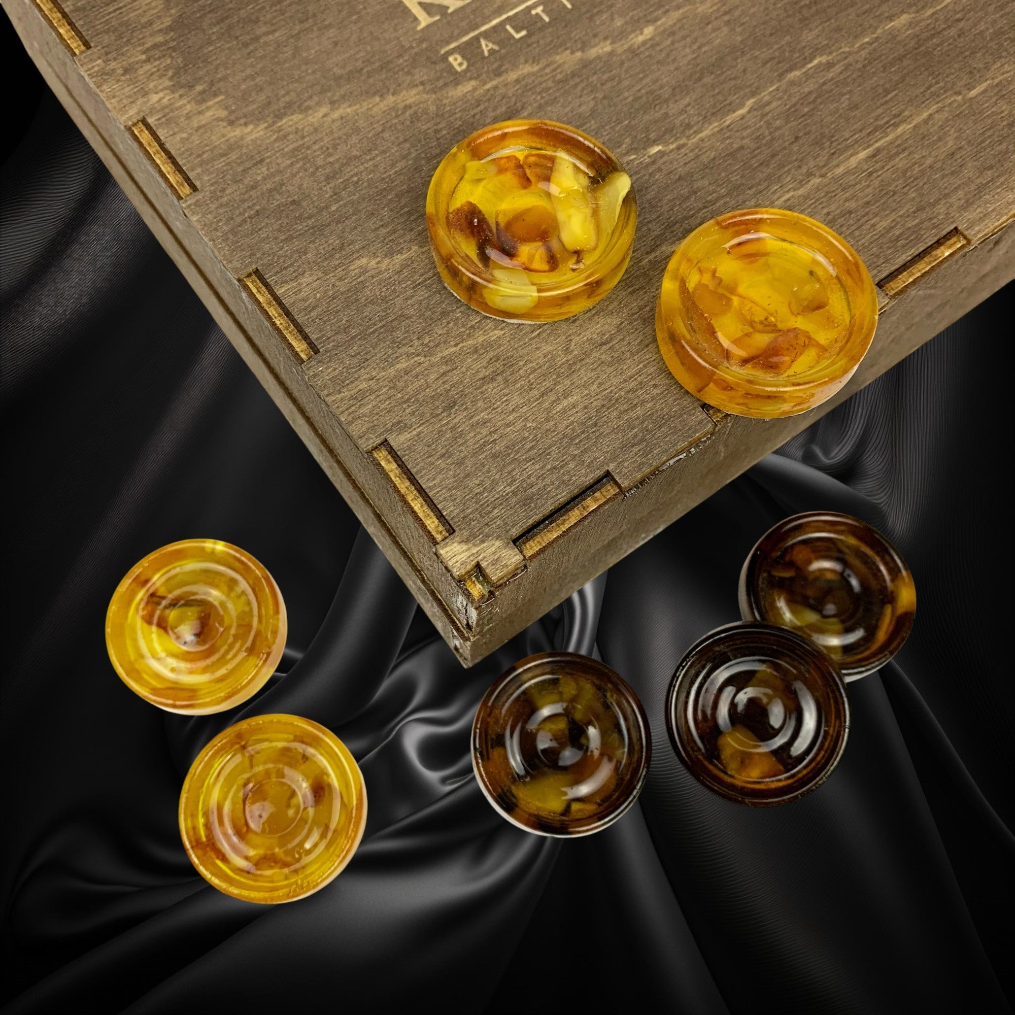 Made in USA Baltic Amber Backgammon Pieces | Checkers – Luxury 30 mm | Handmade KIZIMA