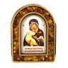 Baltic amber Orthodox icon of Our Lady of Vladimir, handmade by KIZIMA New York