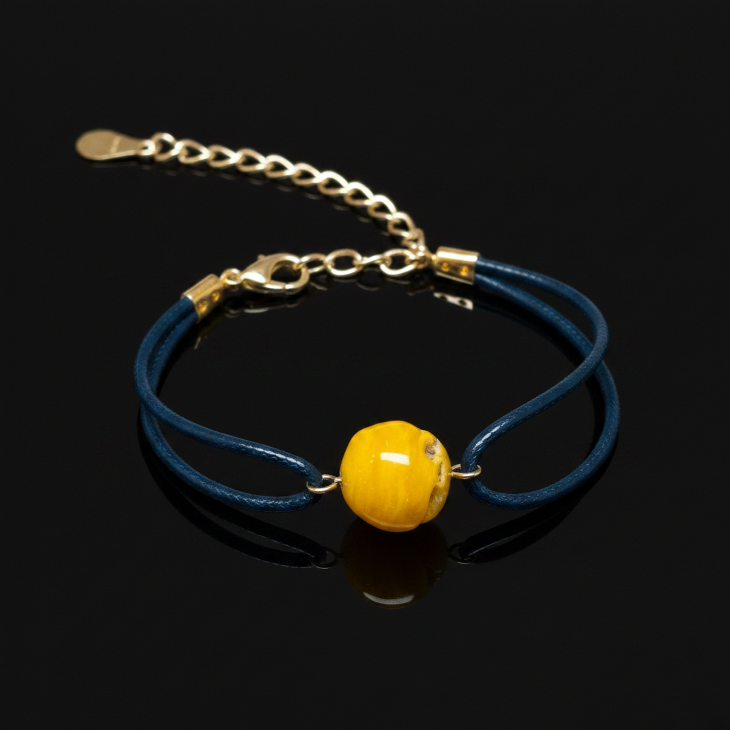 Adjustable amber bracelet by KIZIMA® — handmade in USA, additional view
