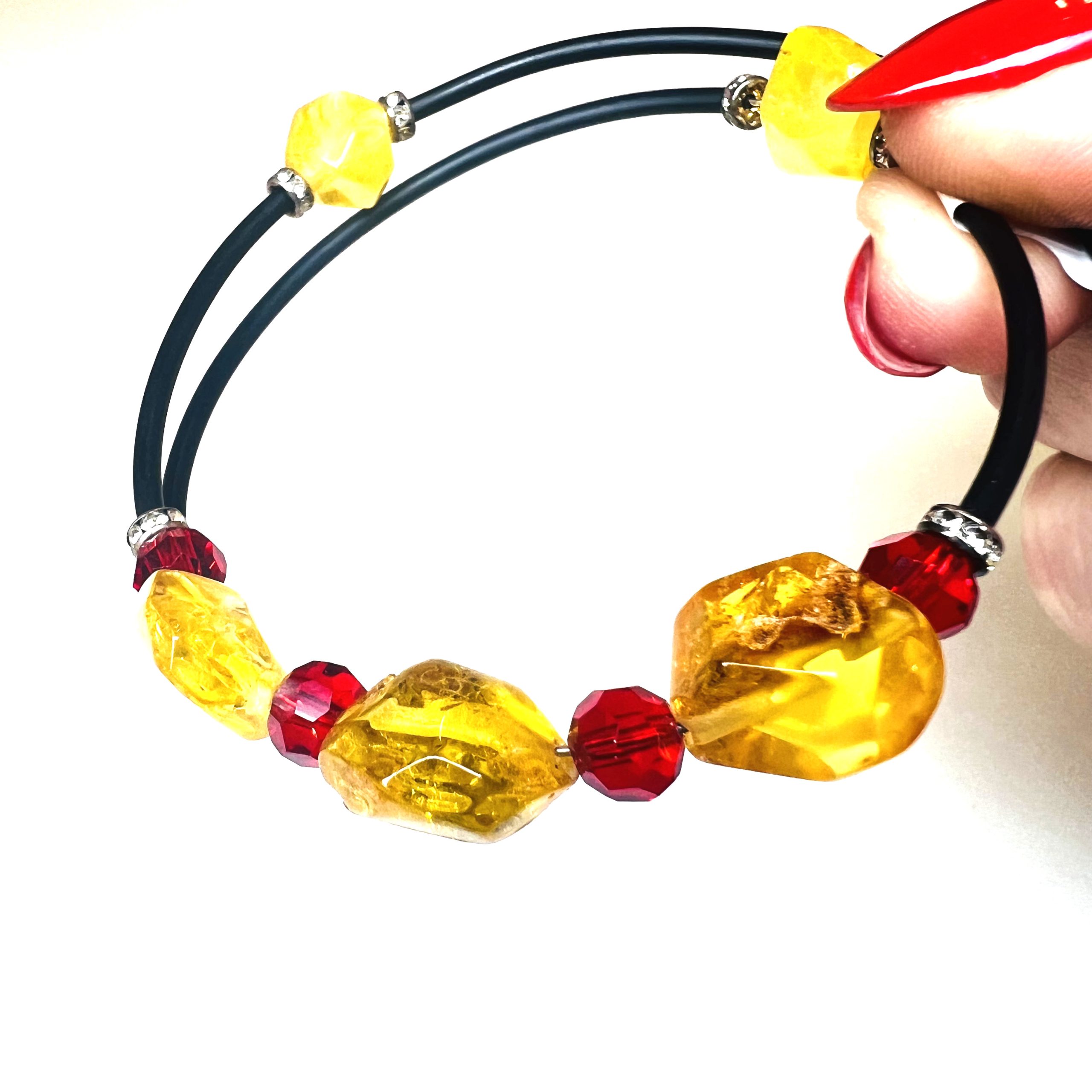 USA Handmade Bracelet with Natural  Baltic Amber Spiral KIZIMA