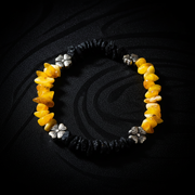 Day/night stretch Baltic amber bracelet by KIZIMA® — handmade in USA, additional view