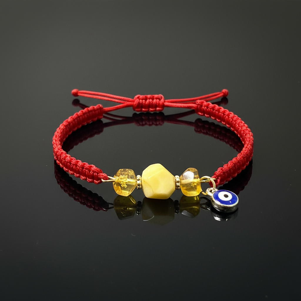 Amber pendant bracelet by KIZIMA® — handmade in USA, detail view