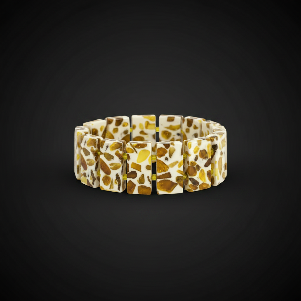 Amber mosaic bracelet for women by KIZIMA® — handmade in USA, side view