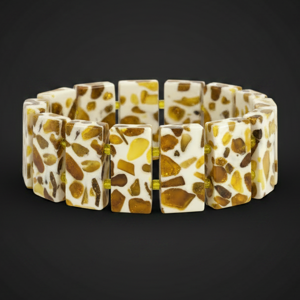 Amber mosaic bracelet for women by KIZIMA® — handmade in USA, detail view