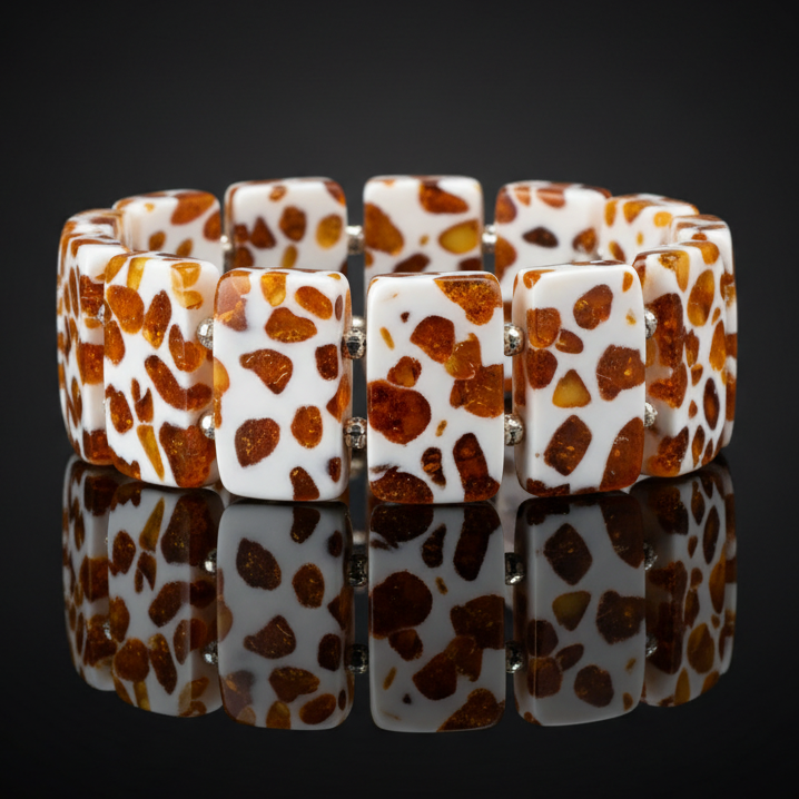 Amber mosaic bracelet for women by KIZIMA® — handmade in USA, additional view