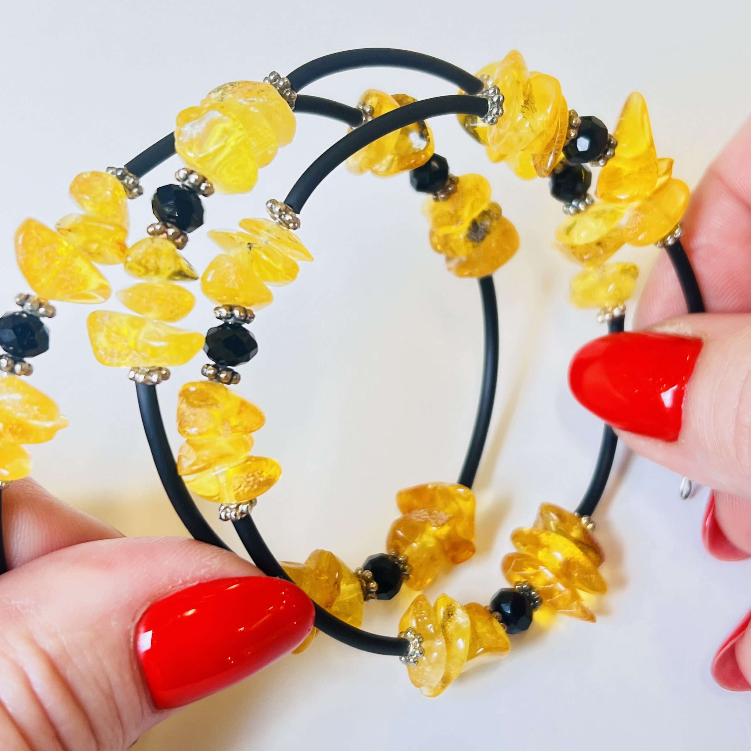 Bracelet spirale FAIT MAIN USA KIZIMA avec ambre de la Baltique