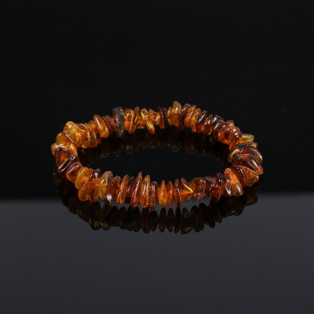 Classic Baltic amber bracelet by KIZIMA® — handmade in USA, detail view