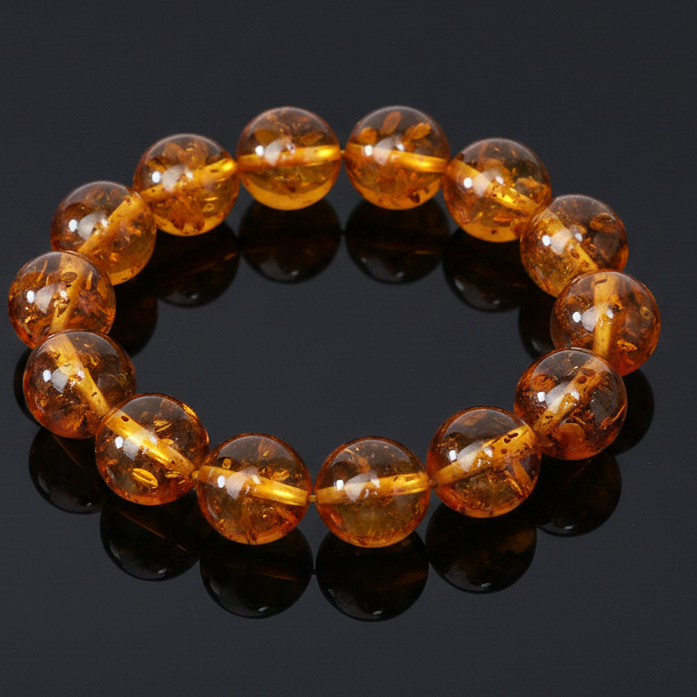 Stretch Baltic amber bead bracelet by KIZIMA® — handmade in USA, additional view