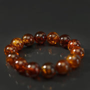 KIZIMA® Baltic amber bead bracelet — genuine amber, handmade in USA, side view