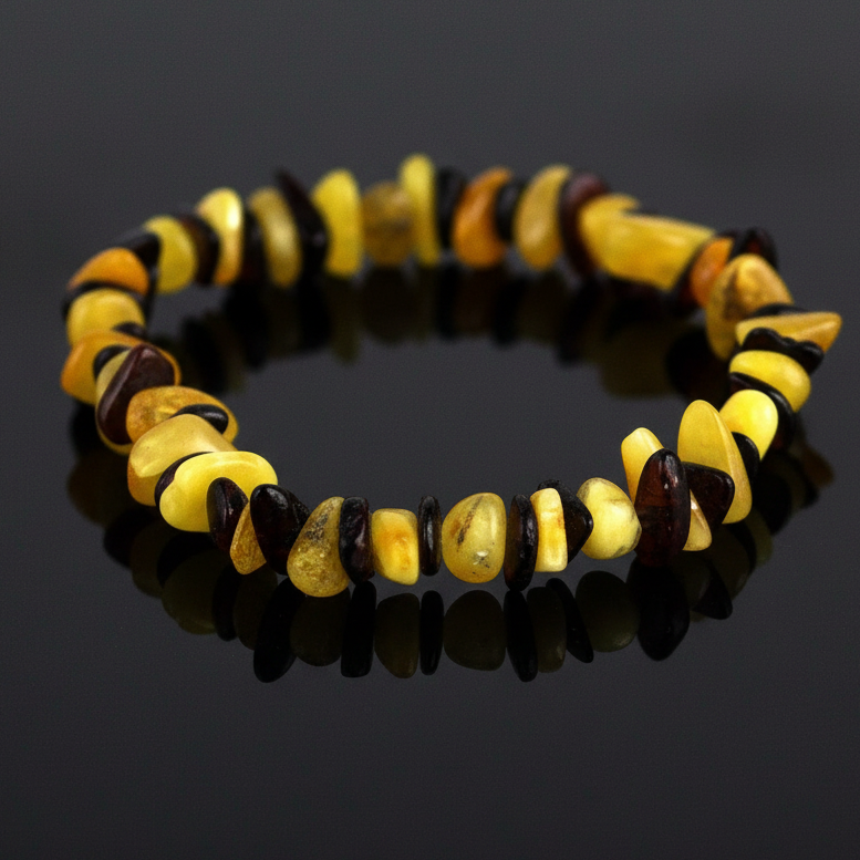 Unisex stretch Baltic amber bracelet by KIZIMA® — handmade in USA, additional view