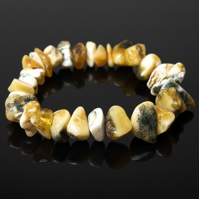 Multi-color stretch amber bracelet by KIZIMA® — handmade in USA, additional view