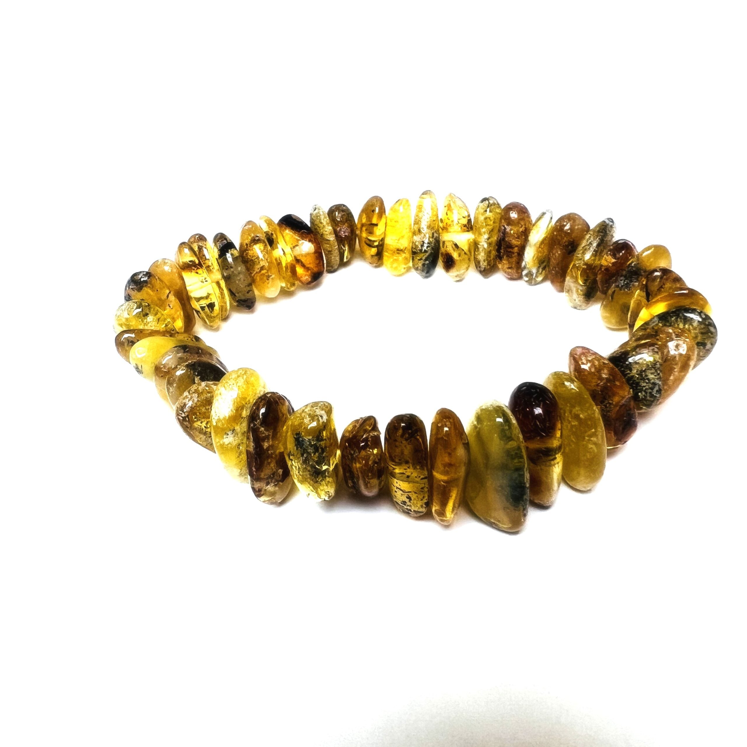USA Handmade Bracelet stretch multi-colored Baltic amber KIZIMA