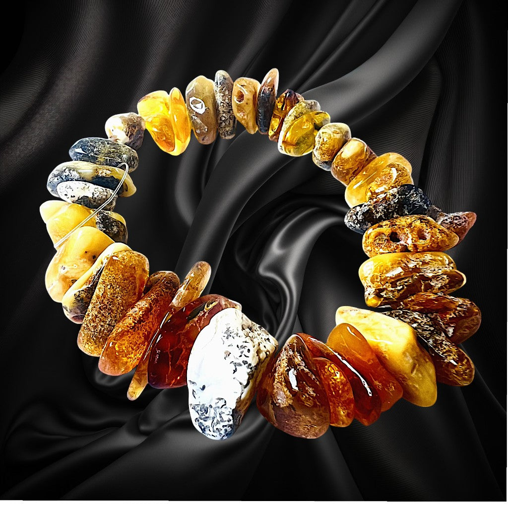 USA Bracelet fait main extensible ambre naturel de la Baltique KIZIMA