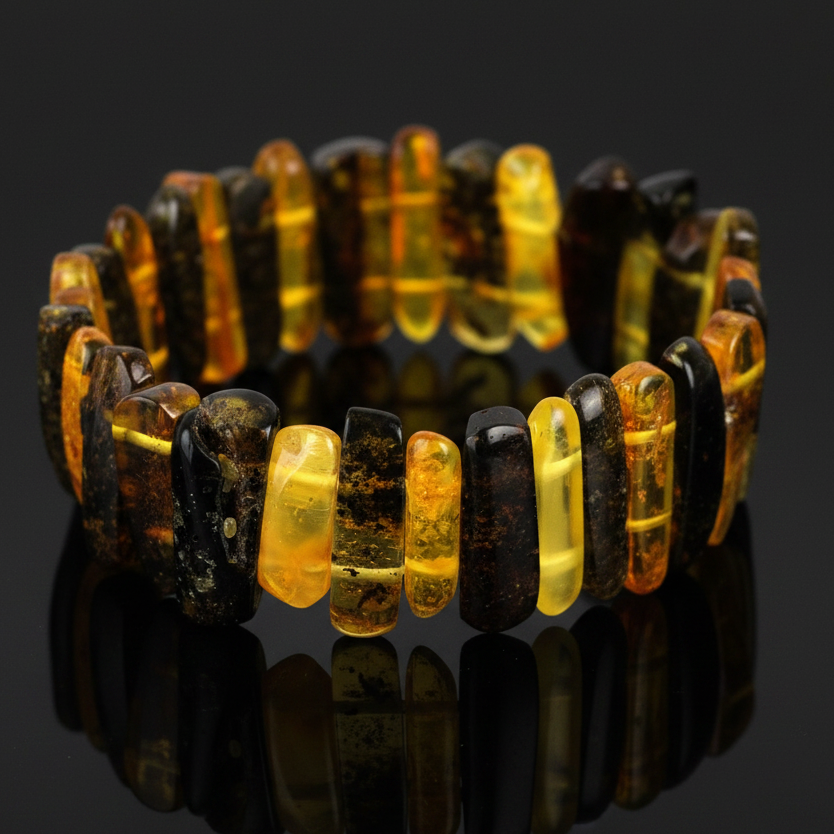 Unisex Baltic amber bracelet by KIZIMA® — handmade in USA, additional view