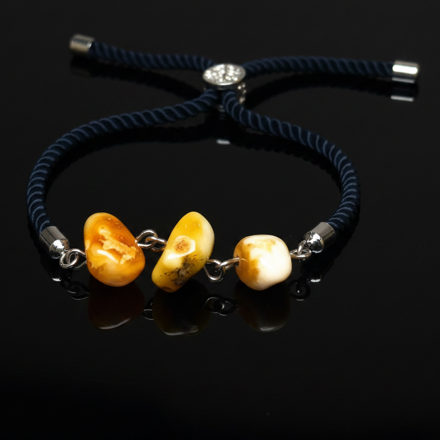 Adjustable Baltic amber bracelet, any wrist, by KIZIMA® — handmade in USA, additional view