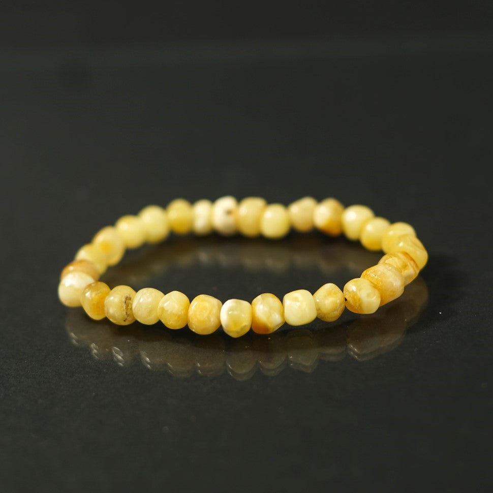 Bracelet artisanal USA en ambre de la Baltique naturel, élastique, 15,7 cm KIZIMA