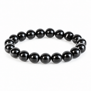 KIZIMA 3KZ0390q13.1 nineteen-bead black amber elastic bracelet on a pure white background