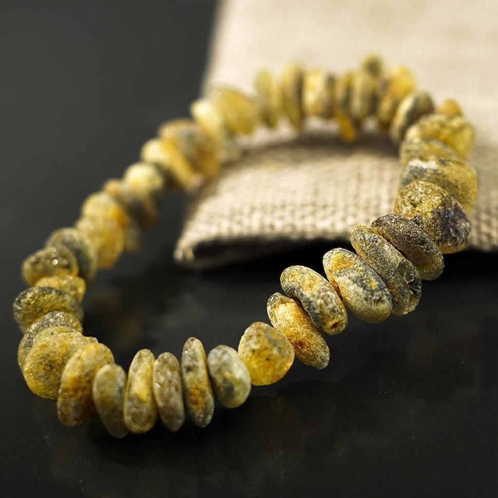 Bracelet fait main des États-Unis élastique Ambre naturel de la Baltique KIZIMA