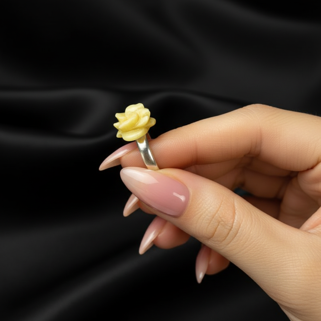 Baltic amber rose ring by KIZIMA® — handmade in USA, additional view