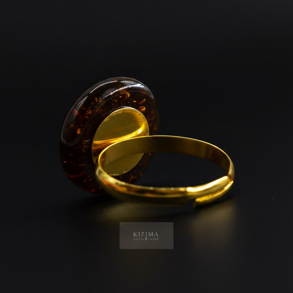 Handmade certified natural Baltic amber ring by KIZIMA® — natural amber jewelry, made in USA